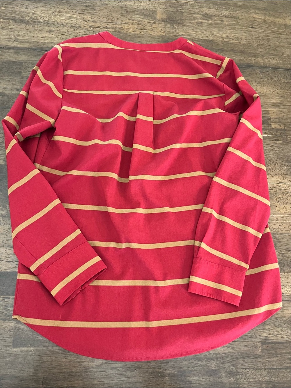 Talbots Red and Yellow Striped Pullover Blouse Split Neckline Lightweight Small - Picture 7 of 7